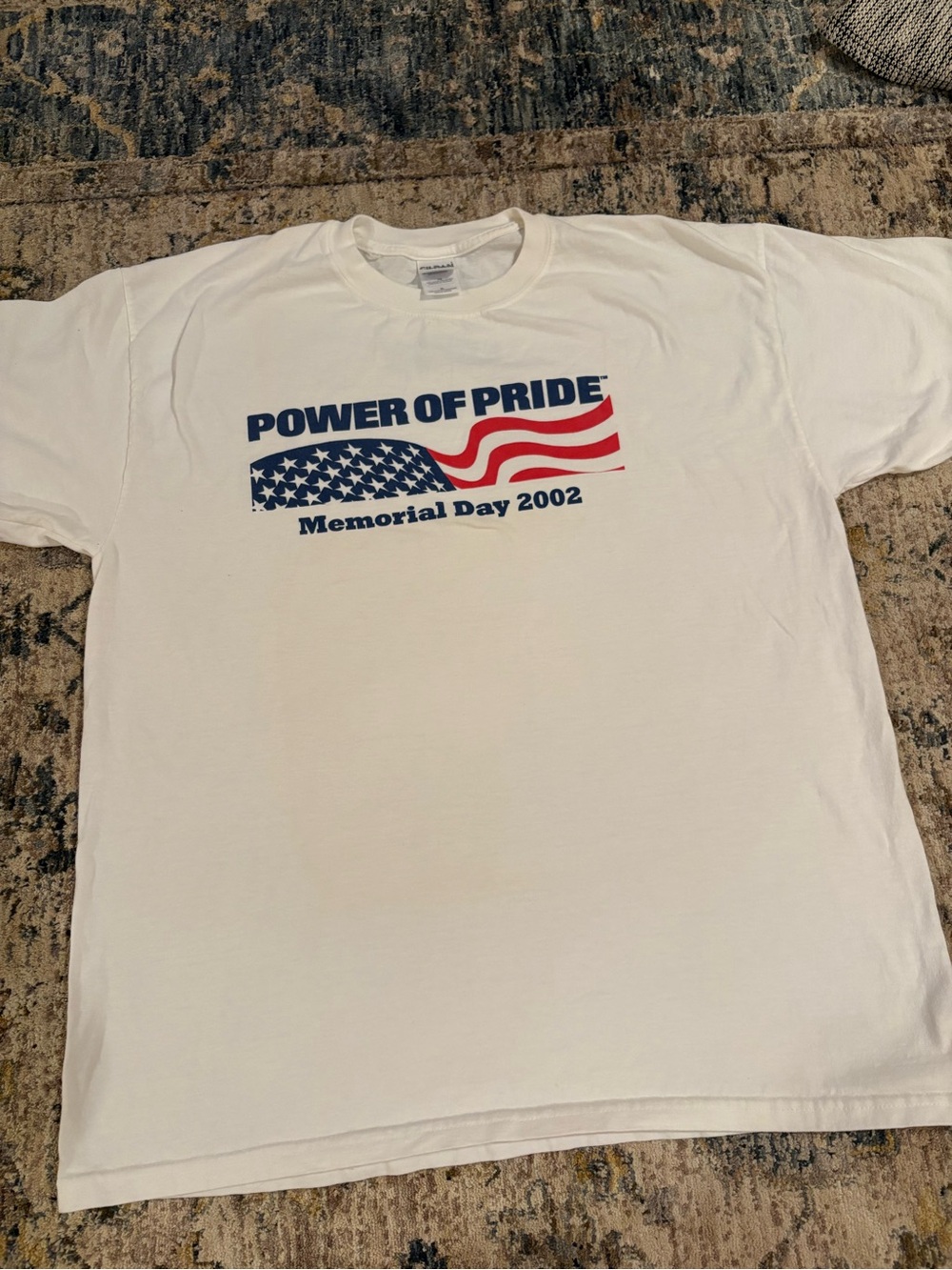 Power Of Pride Memorial Day 2002 Lowes Vintage White American Flag T Shirt XL
